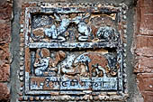 Bagan Myanmar. Dhammayazika pagoda, glazed Jataka plaques. 